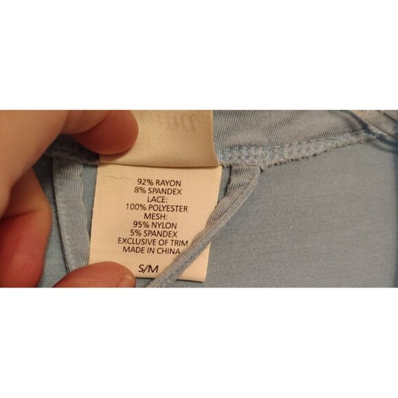 Soma S/M Light Blue Short Robe, Lace Accents, Sheer Trim Lightweight Romatic - Picture 5 of 7